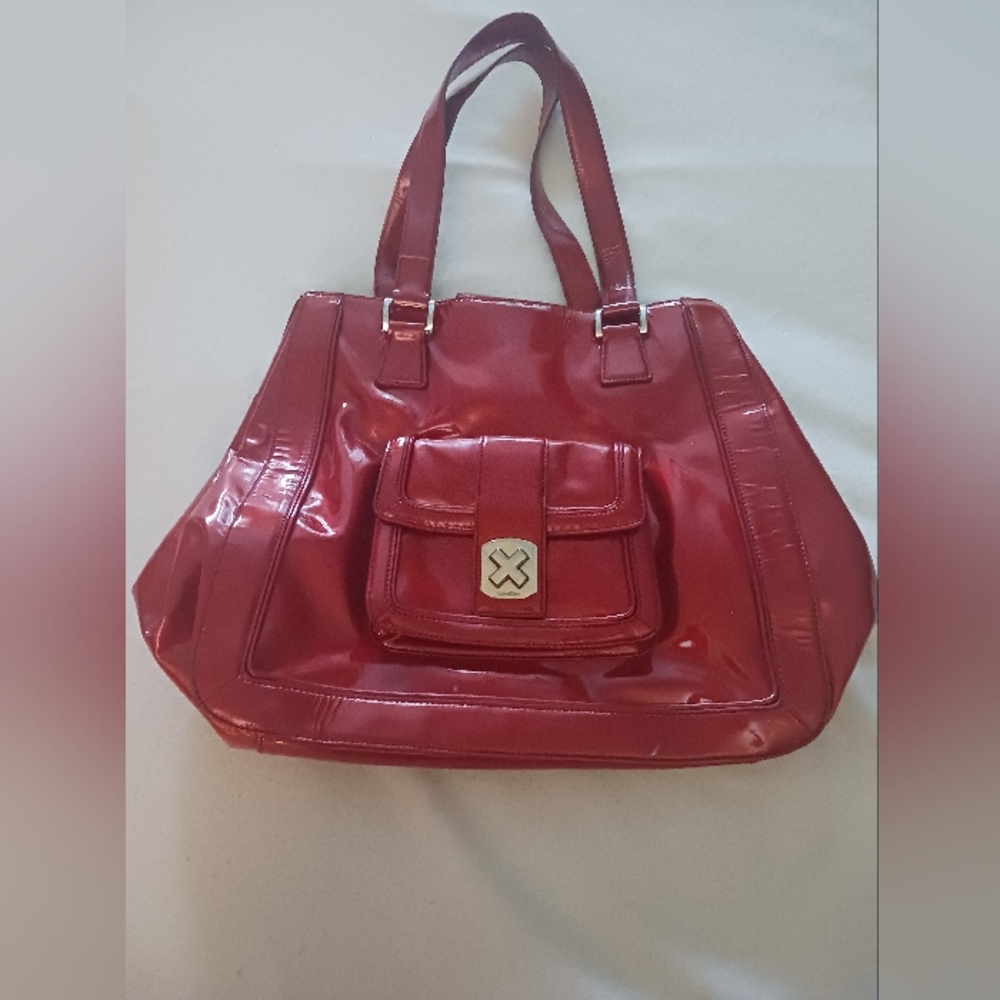 Calvin Klein red patent leather purse.